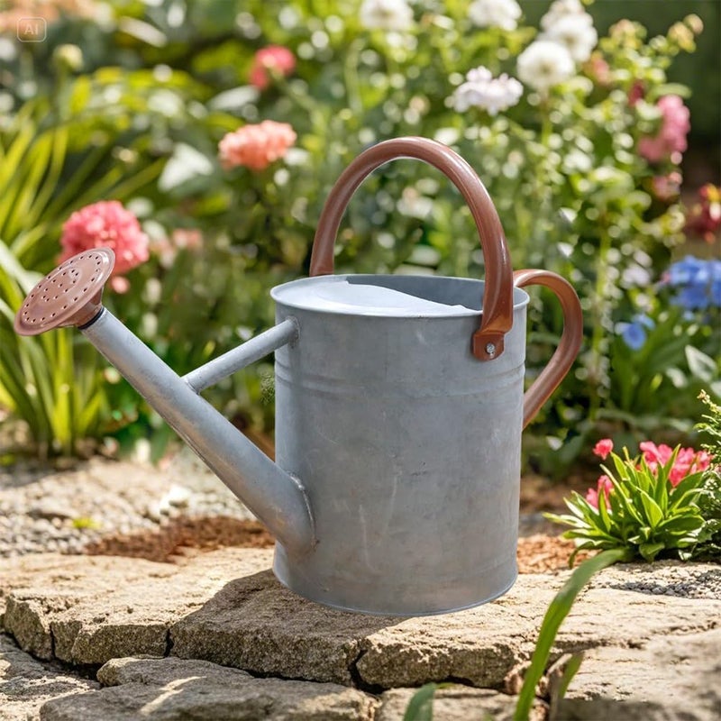 yourjoy Metal Watering Can, One Gallon Watering Cans Stainless Steel for Outdoor Indoor Garden Plants Watering (Zinc 1 Gallon) - Image 3